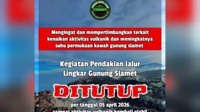 Jalur Pendakian Gunung Slamet Ditutup